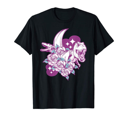 Flower Tyrannosaurus Rex Pastel Goth T-Shirt - Custom Art Print for Adults