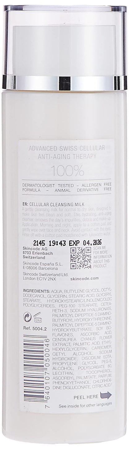 Skincode Cellular Cleansing Milk 200ml - Gentle Makeup Remover & Moisturizing Skincare
