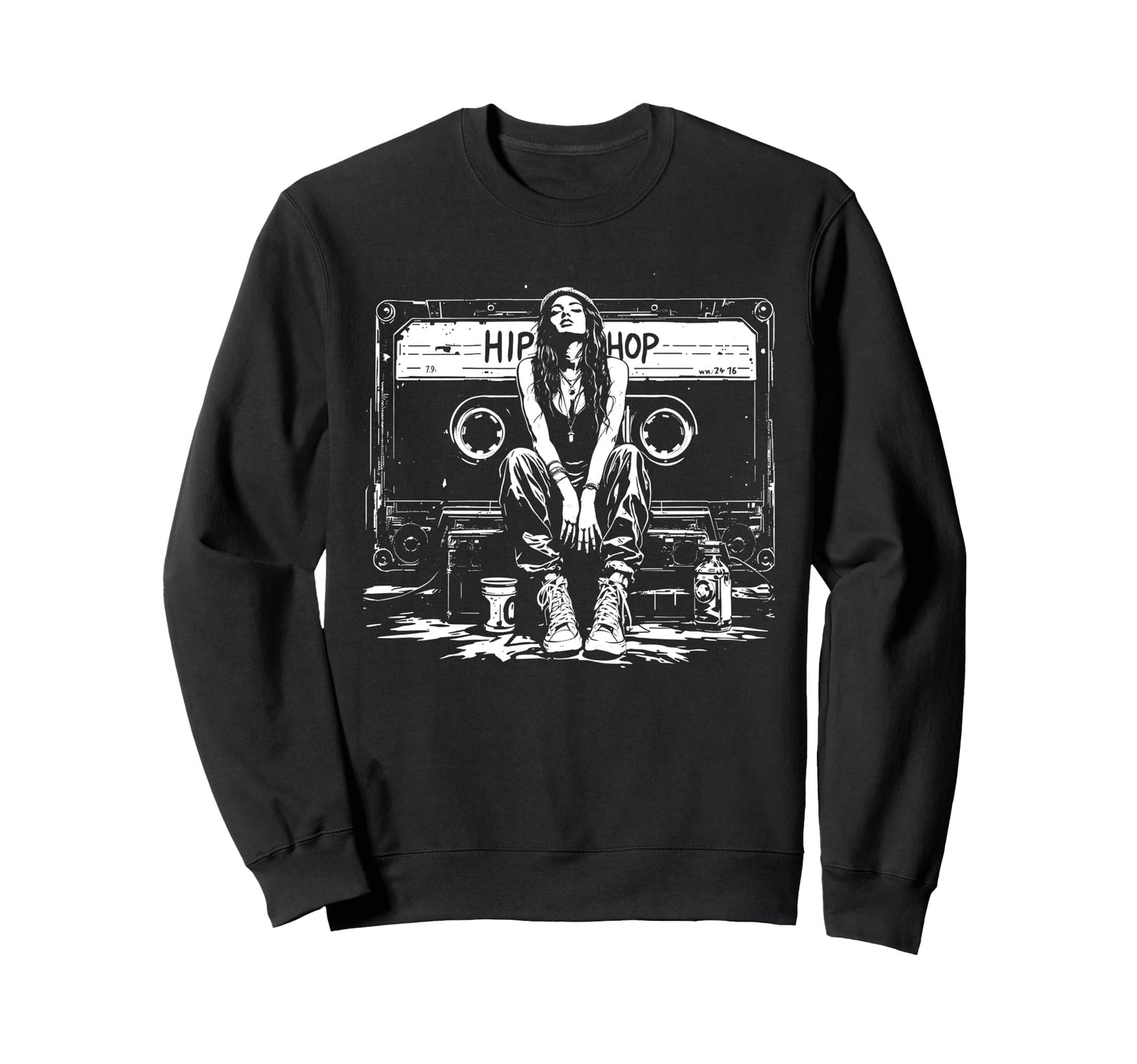 Cassette Tape Hip Hop Graffiti Sweatshirt - Streetwear Style for Adults