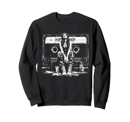 Cassette Tape Hip Hop Graffiti Sweatshirt - Streetwear Style for Adults