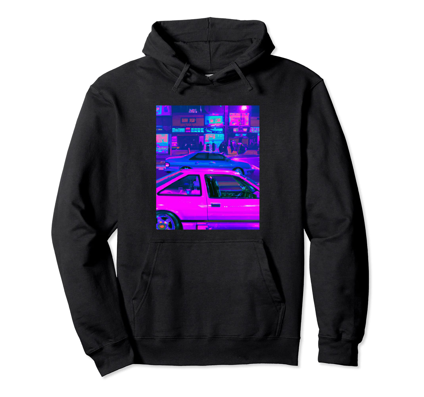Vaporwave Car Synthwave City Hoodie - Casual Everyday Wear Unisex