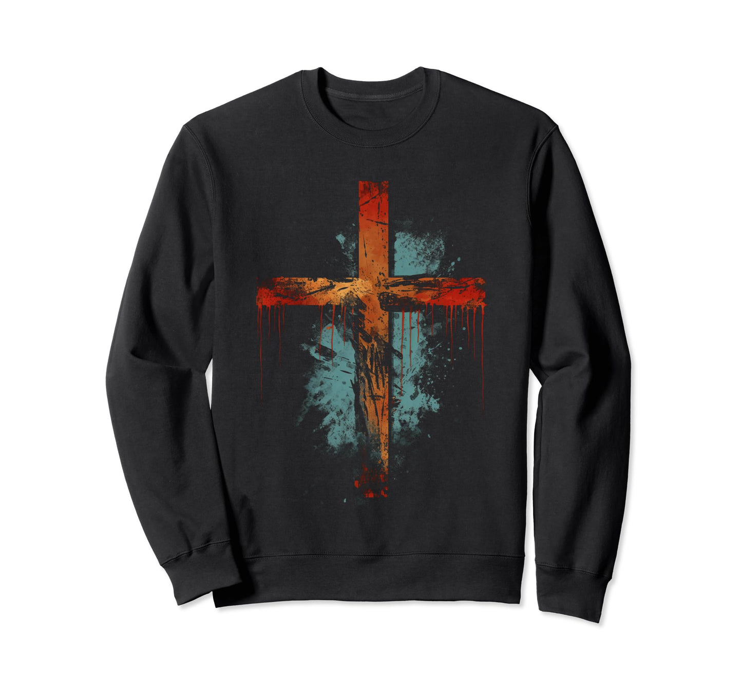Cross Distressed 90S Goth Grunge Sweatshirt - Aesthetic Graphic Men Women
