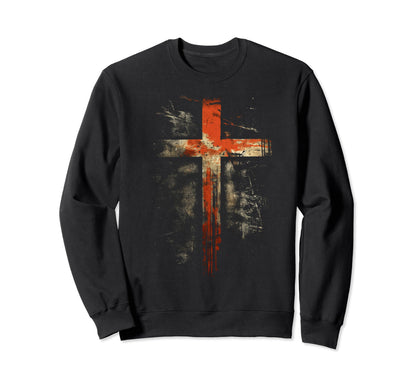 Cross Distressed 90S Goth Grunge Sweatshirt - Streetwear Style Men Women