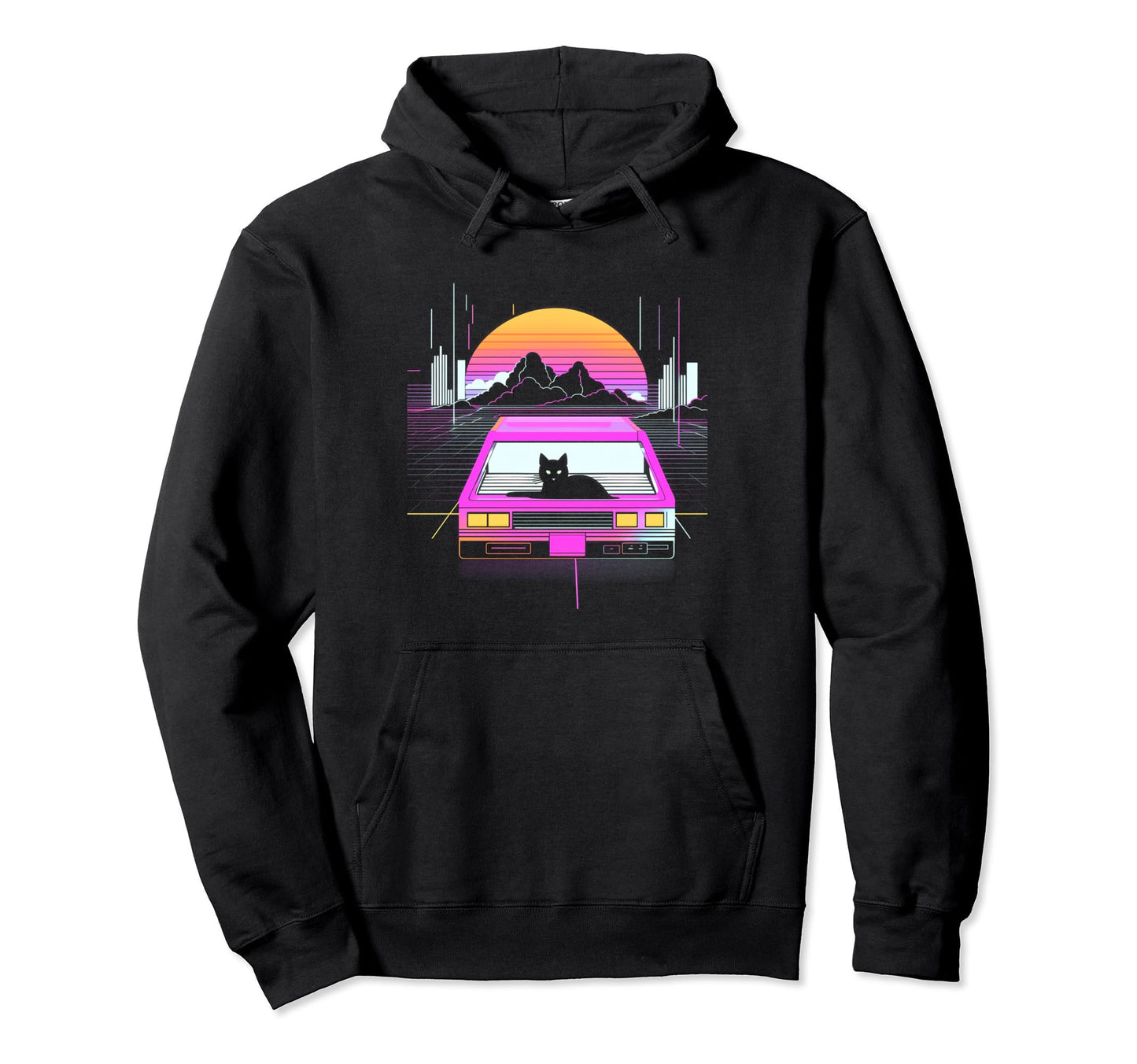 Retrowave Aesthetics Sunset Vaporwave Hoodie - Custom Art Print for Adults