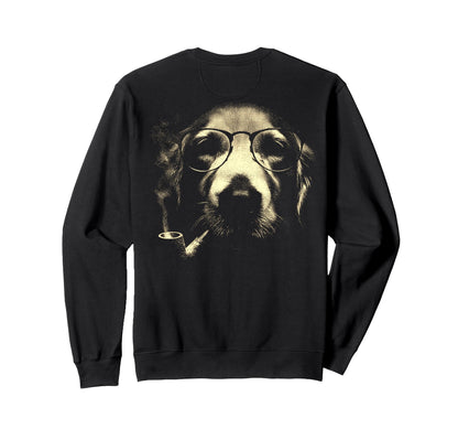 Golden Retriever Glasses Smoking Pipe Sweatshirt - Minimalist Print Unisex