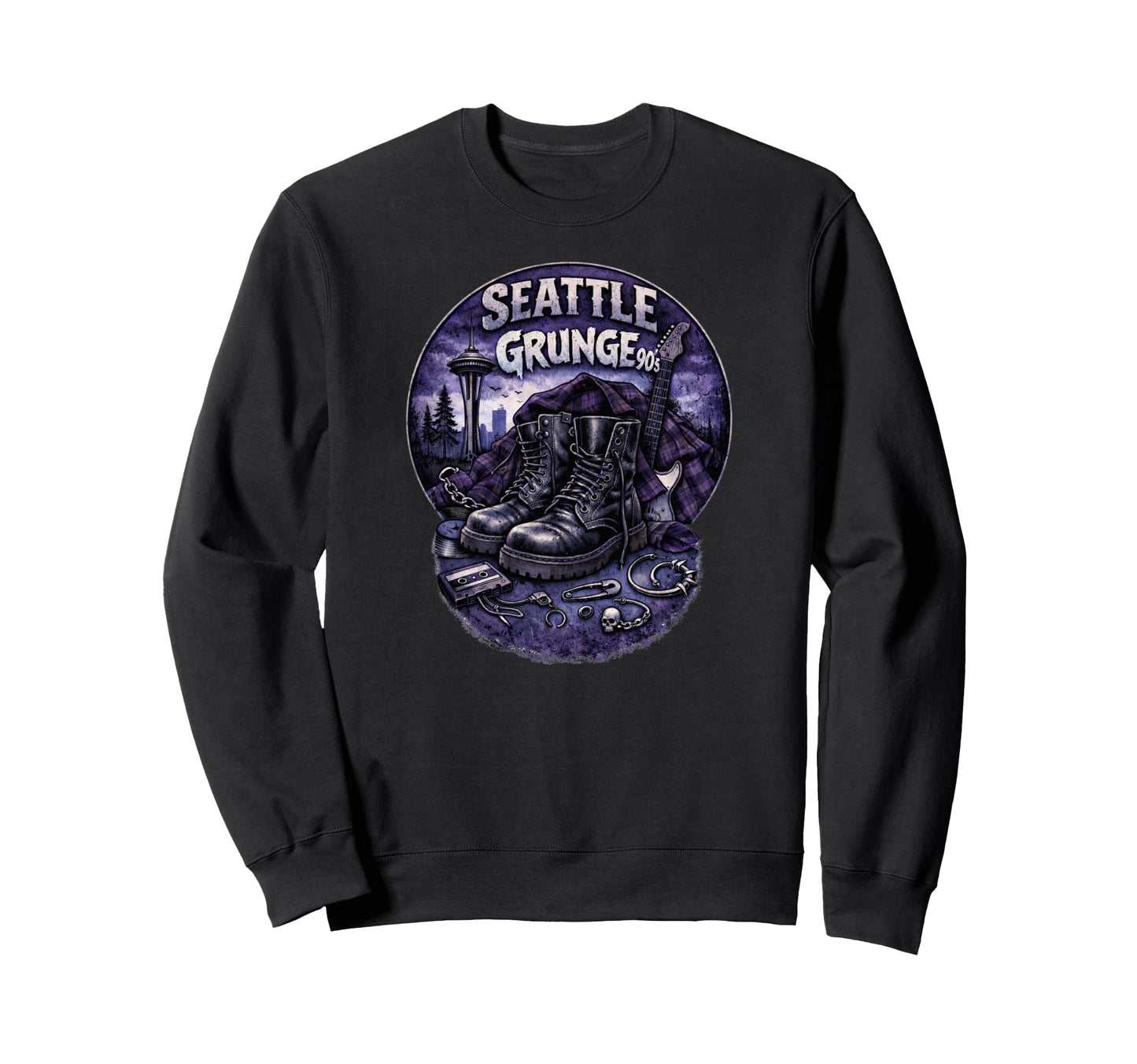 Seattle Grunge Music 90S Sweatshirt - Trendy Graphic Men Women