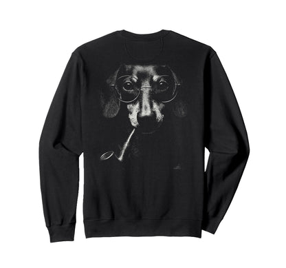 Dachshund Smoking Pipe Glasses Grunge Sweatshirt - Unique Graphic Unisex
