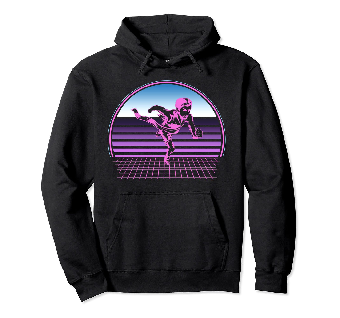 Running 80S Vaporwave Aesthetic Runner Hoodie - Casual Everyday Wear Unisex