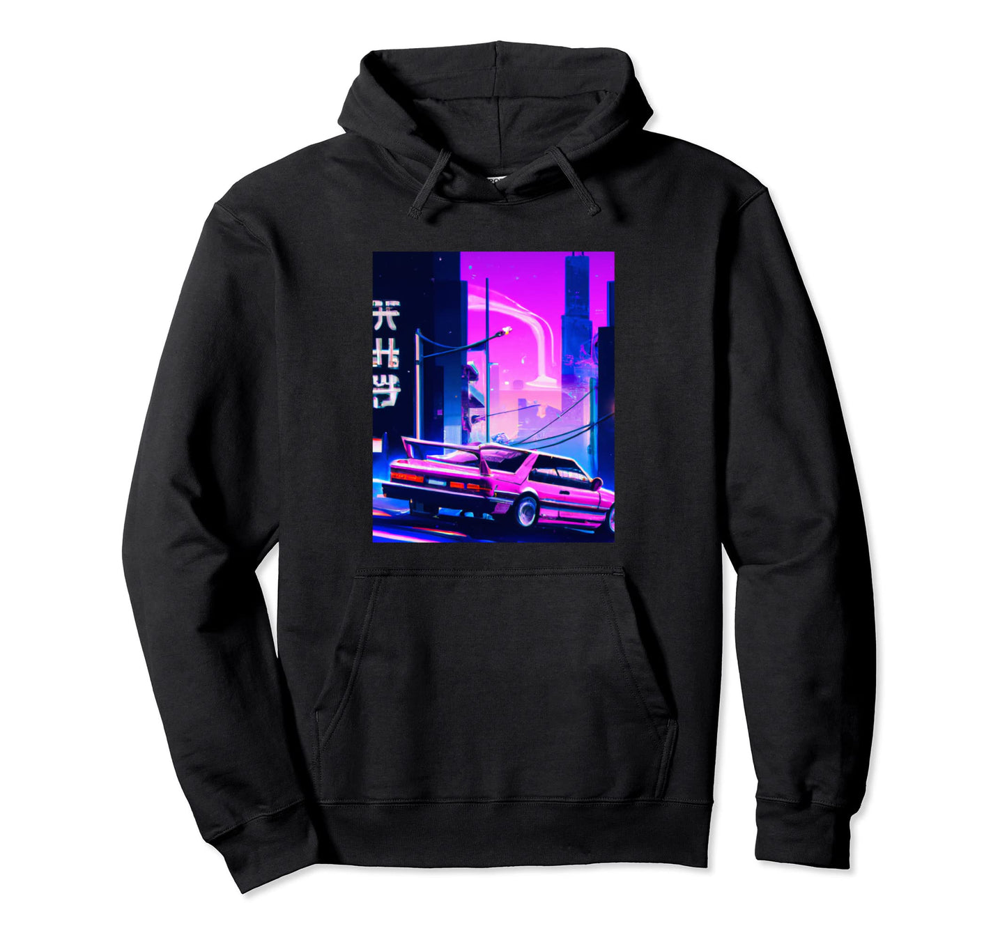 Vaporwave Car Synthwave City Vaporwave Hoodie - Graphic Print Men Women