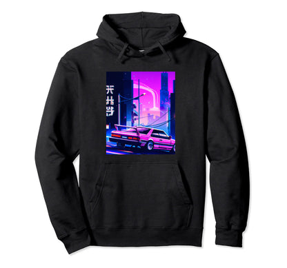 Vaporwave Car Synthwave City Vaporwave Hoodie - Graphic Print Men Women