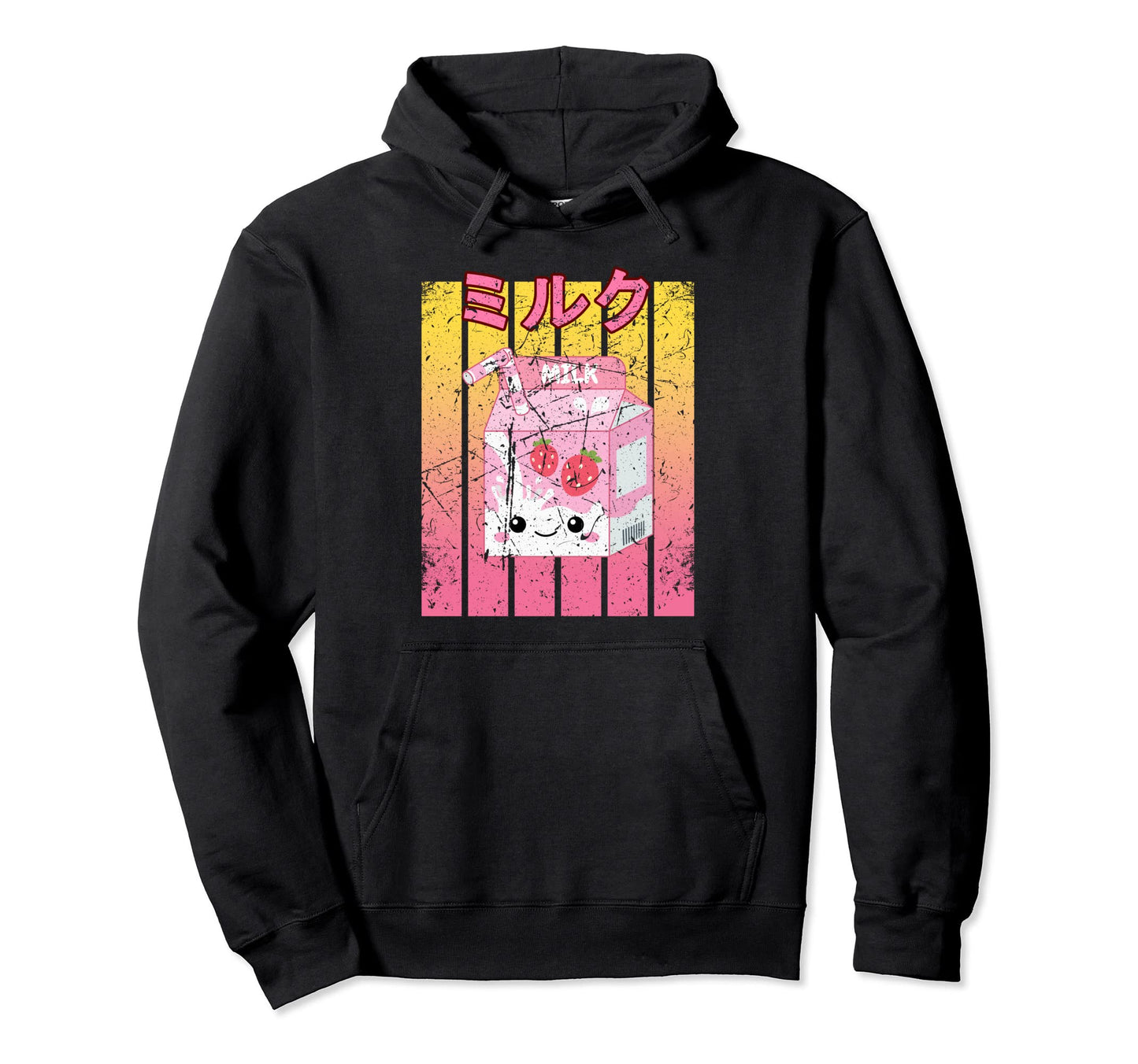 Kawaii Strawberry Milk Japanese Anime Hoodie - Streetwear Style Unisex