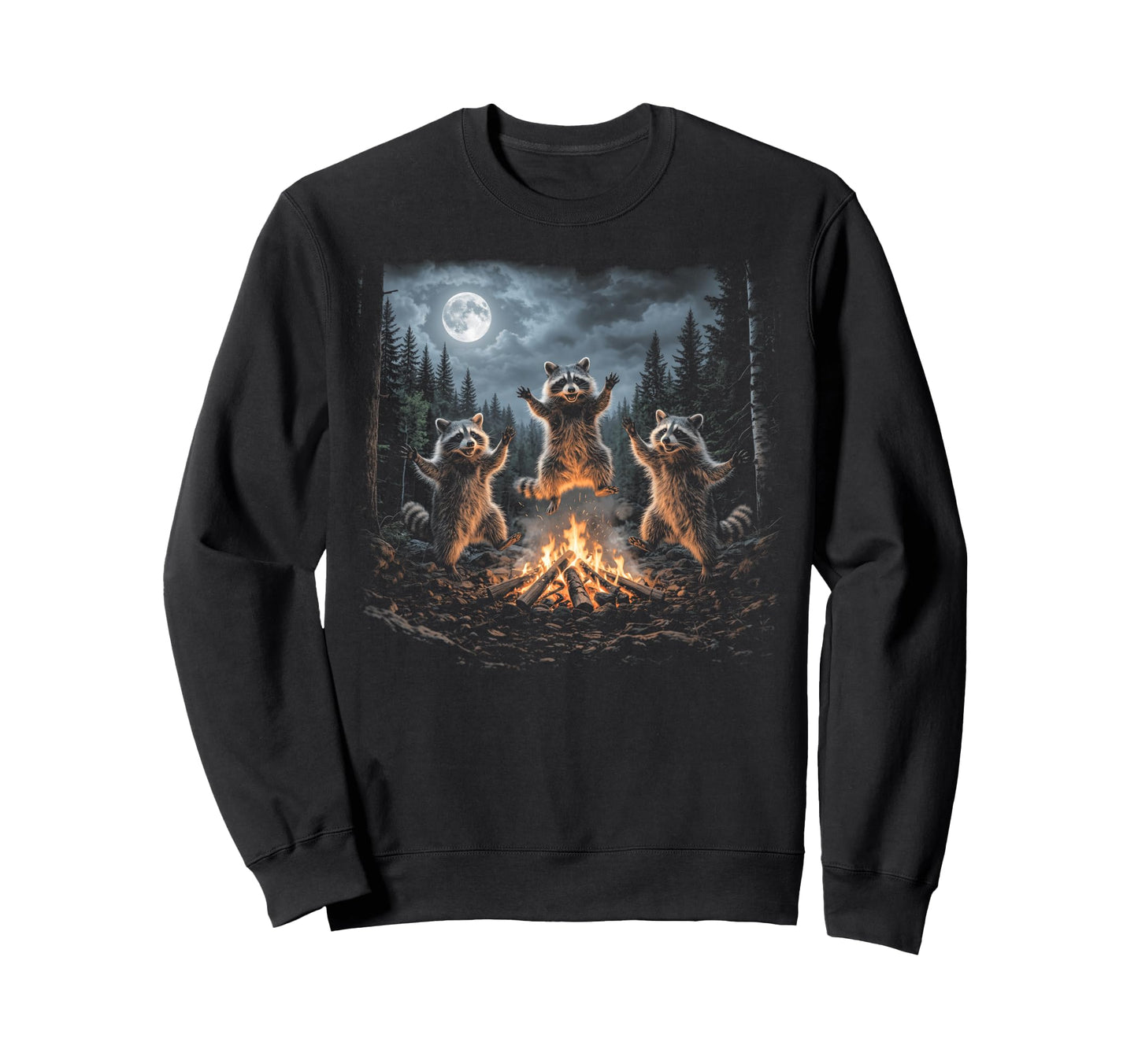 Raccoon Bonfire Campfire 90S Sweatshirt - Aesthetic Graphic Men Women