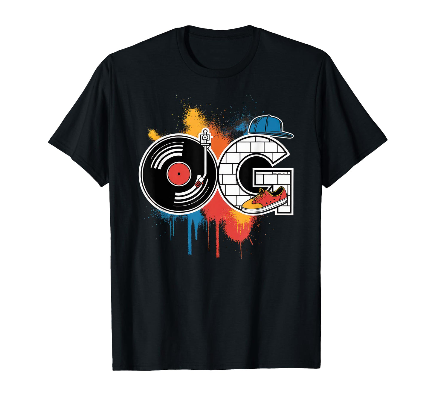 Old School Og Hip Hop Vinyl Cds Tapes 80S T-Shirt - Novelty Apparel Unisex