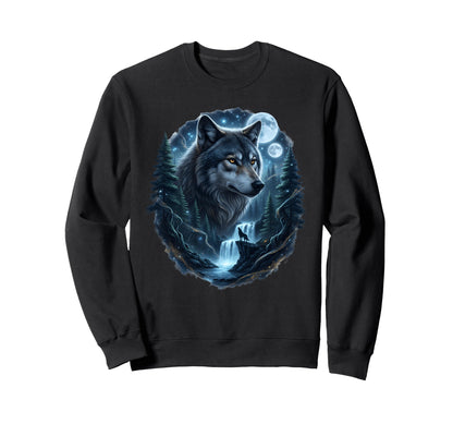 Wolf Moon Howling Grunge Y2K 90S Sweatshirt - Fun Novelty Design Unisex