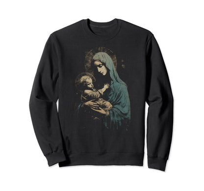 Mary Jesus Distressed 90S Goth Sweatshirt - Casual Everyday Wear Men Women