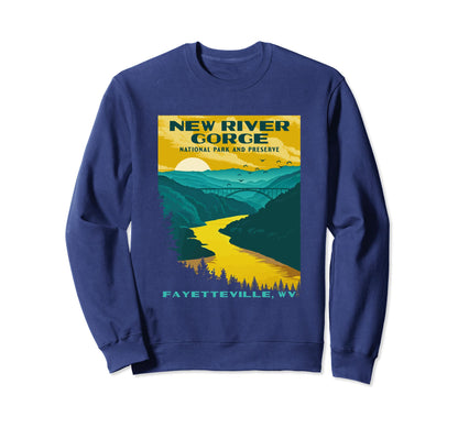 New River Gorge National Park Wpa Sweatshirt - Minimalist Print for Adults