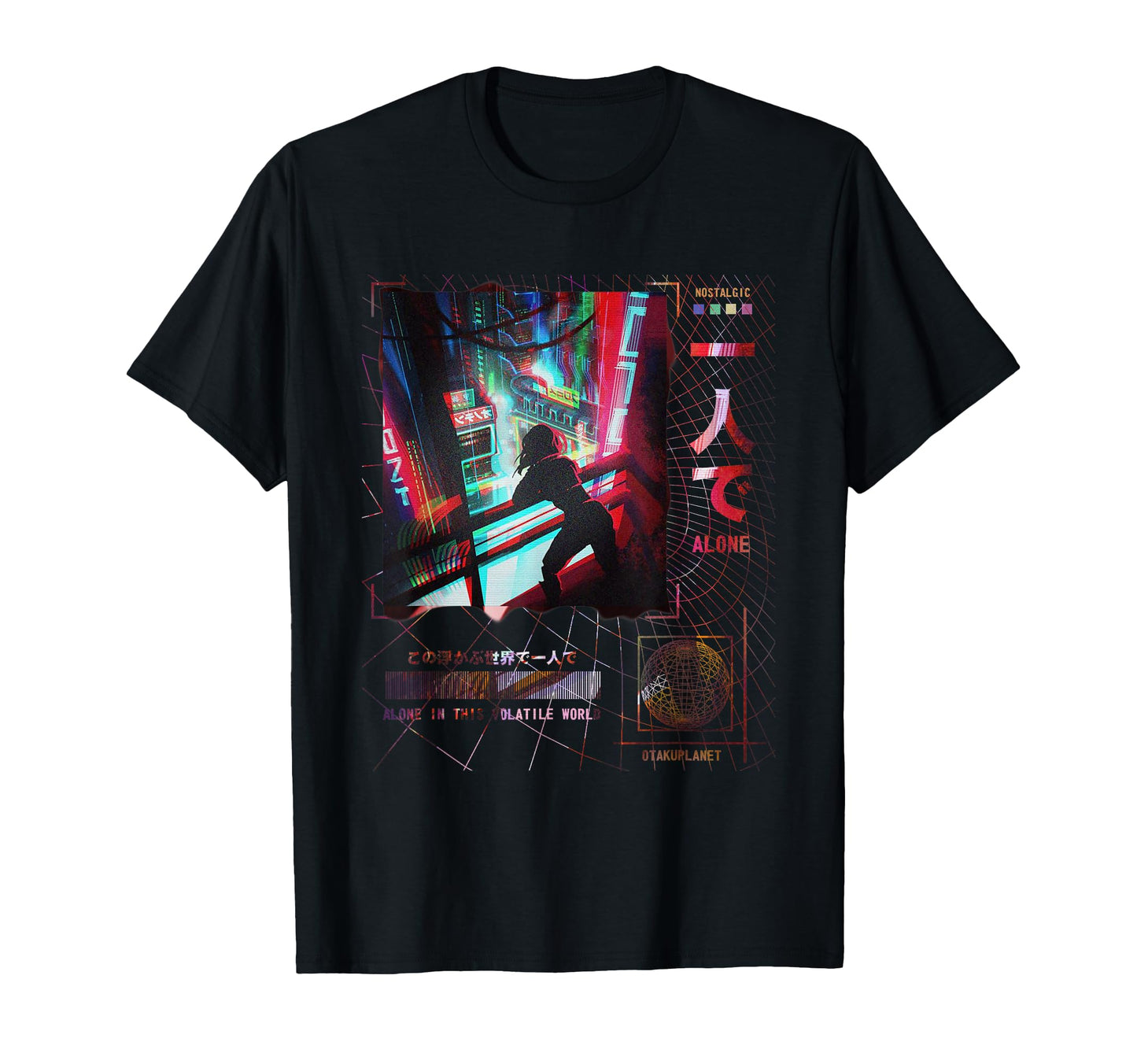 Japanese Anime Cyberpunk Vaporwave T-Shirt - Unique Graphic for Adults