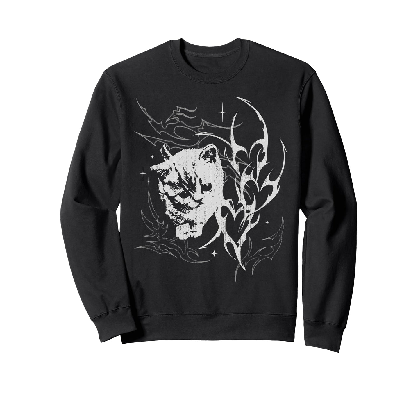 Y2K Cat Emo Goth 90S 2000S Grunge Sweatshirt - Unique Graphic Unisex