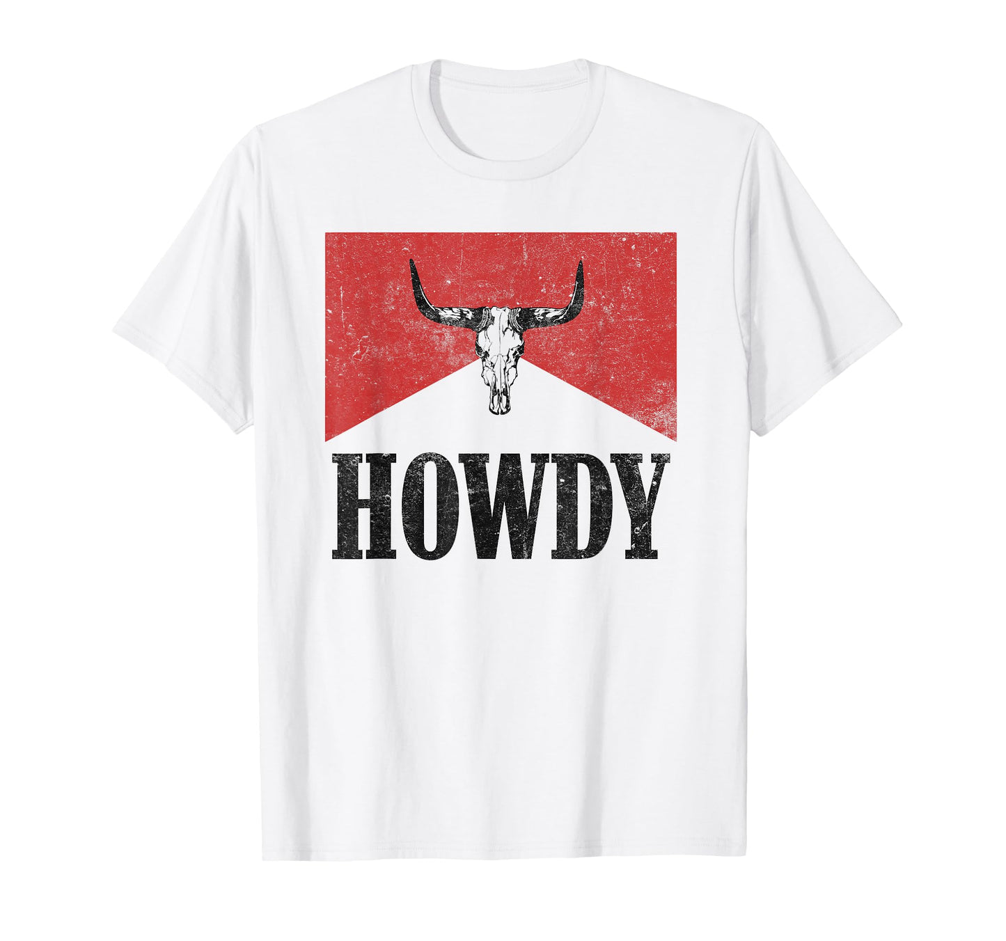 Bull Skull Hey There Howdy Western T-Shirt - Graphic Print for Adults