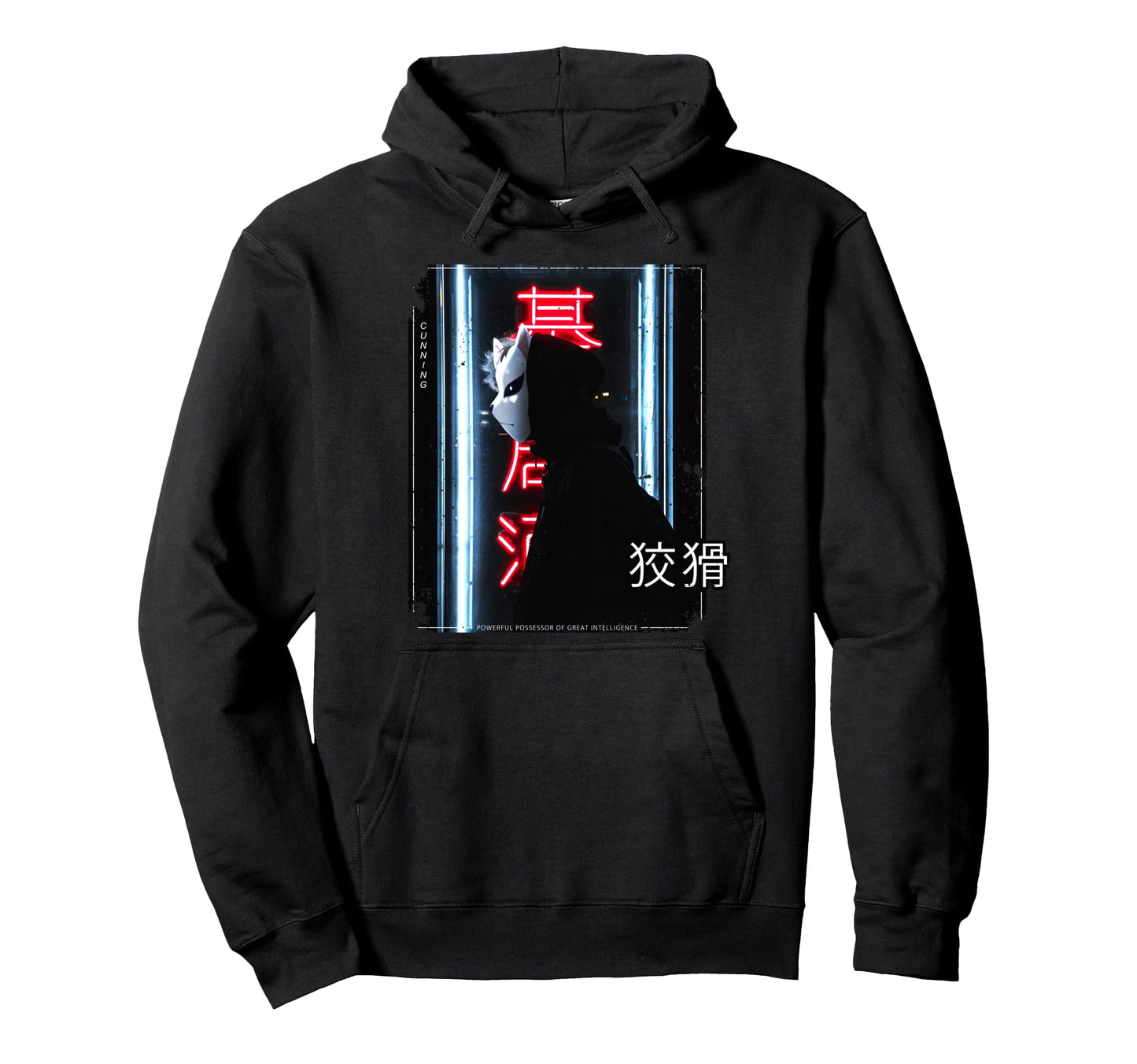 Japanese Kitsune Fox Tokyo Vaporwave Hoodie - Graphic Print for Adults