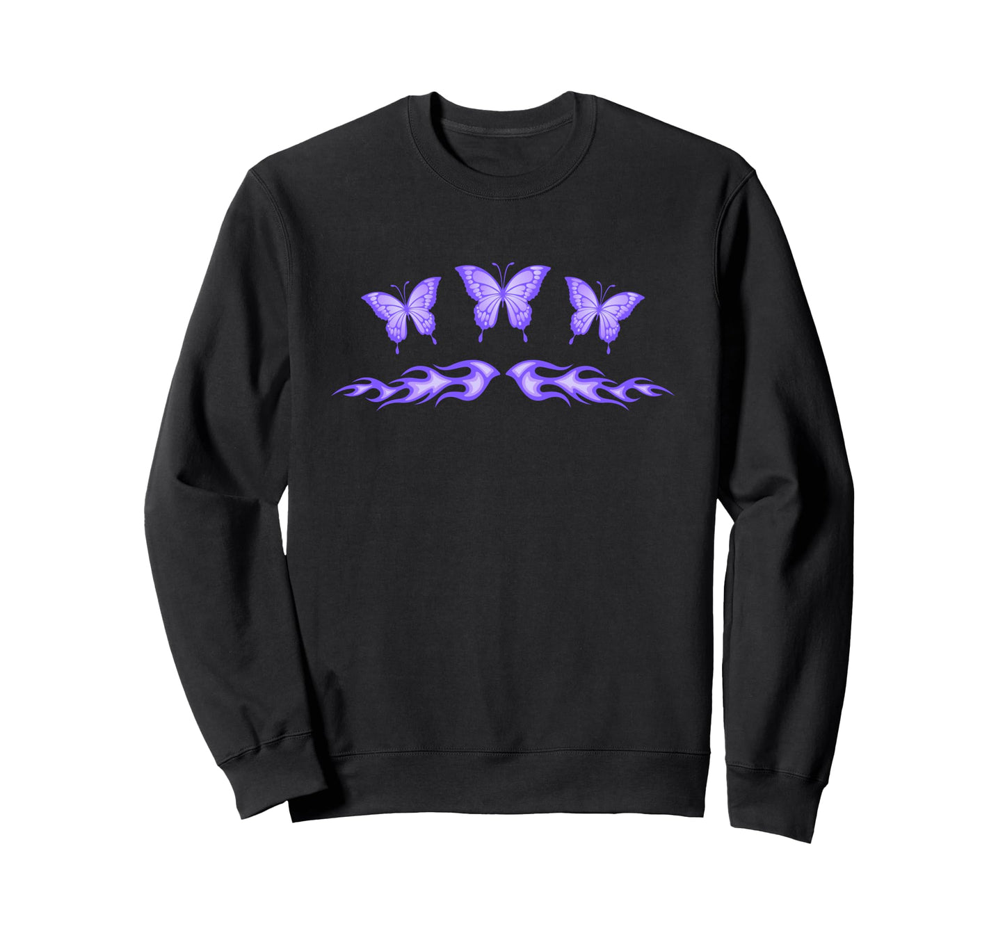 Fairycore Purple Butterfly Tattoo Sweatshirt - Casual Everyday Wear Unisex