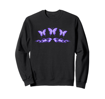 Fairycore Purple Butterfly Tattoo Sweatshirt - Casual Everyday Wear Unisex