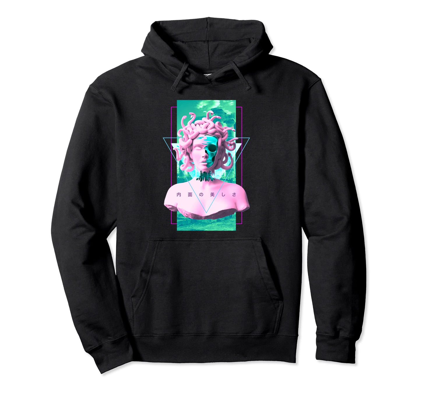 Vaporwave Medusa Statue Xray Skull Hoodie - Streetwear Style Men Women
