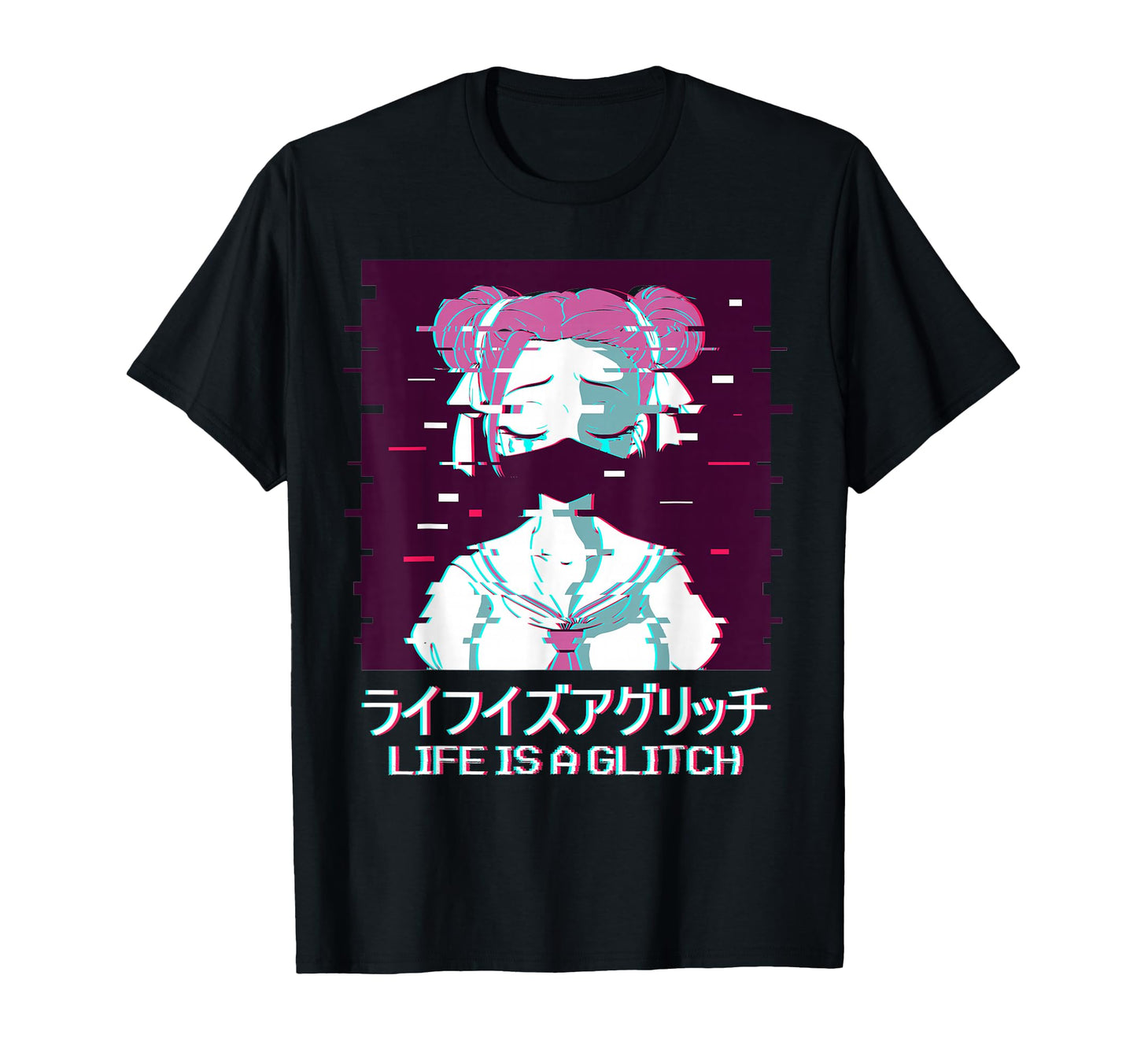 Life Is Glitch Geisha Anime T-Shirt - Streetwear Style for Adults
