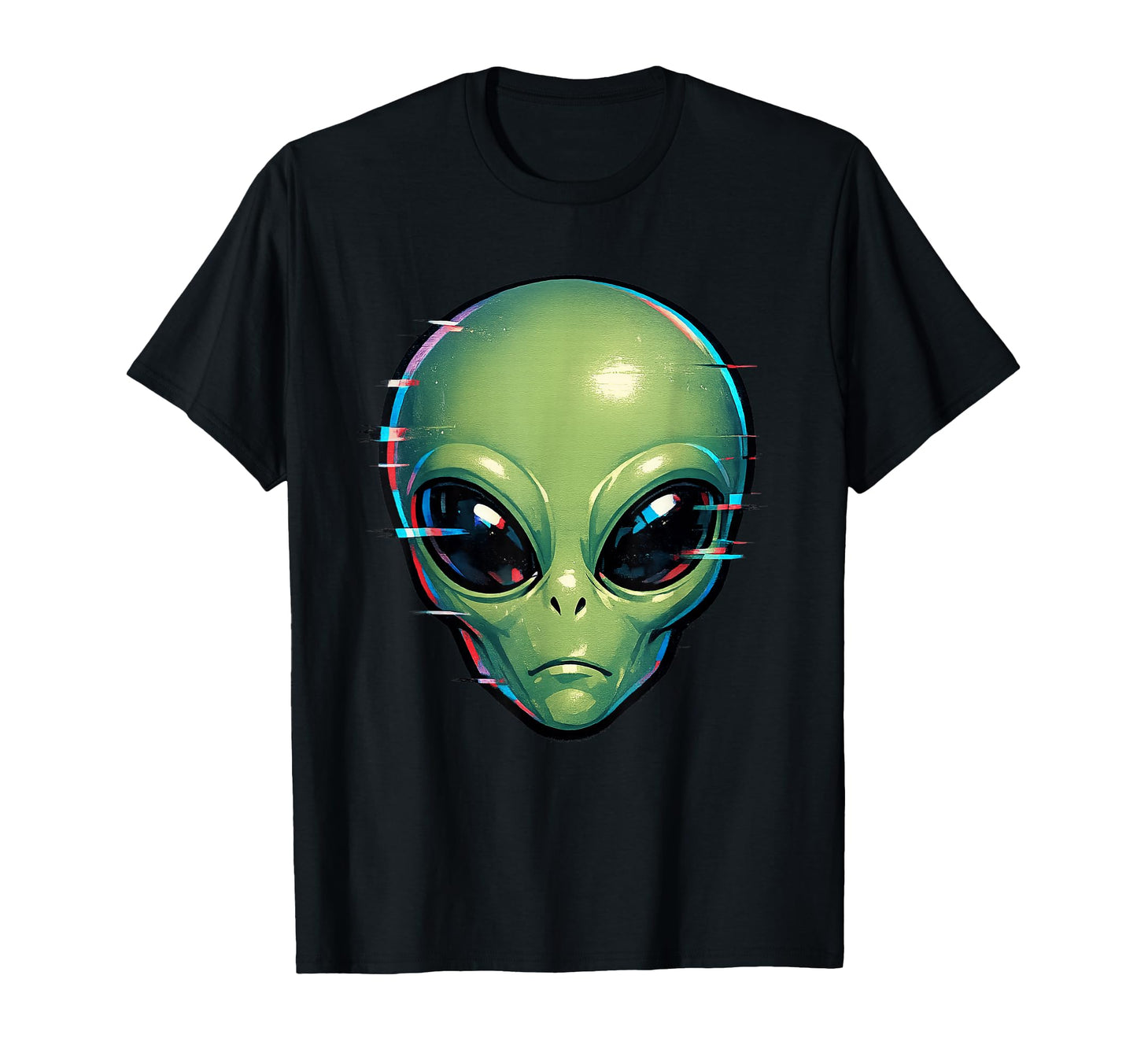 Alien Head Space Glitch Vaporwave T-Shirt - Aesthetic Graphic for Adults