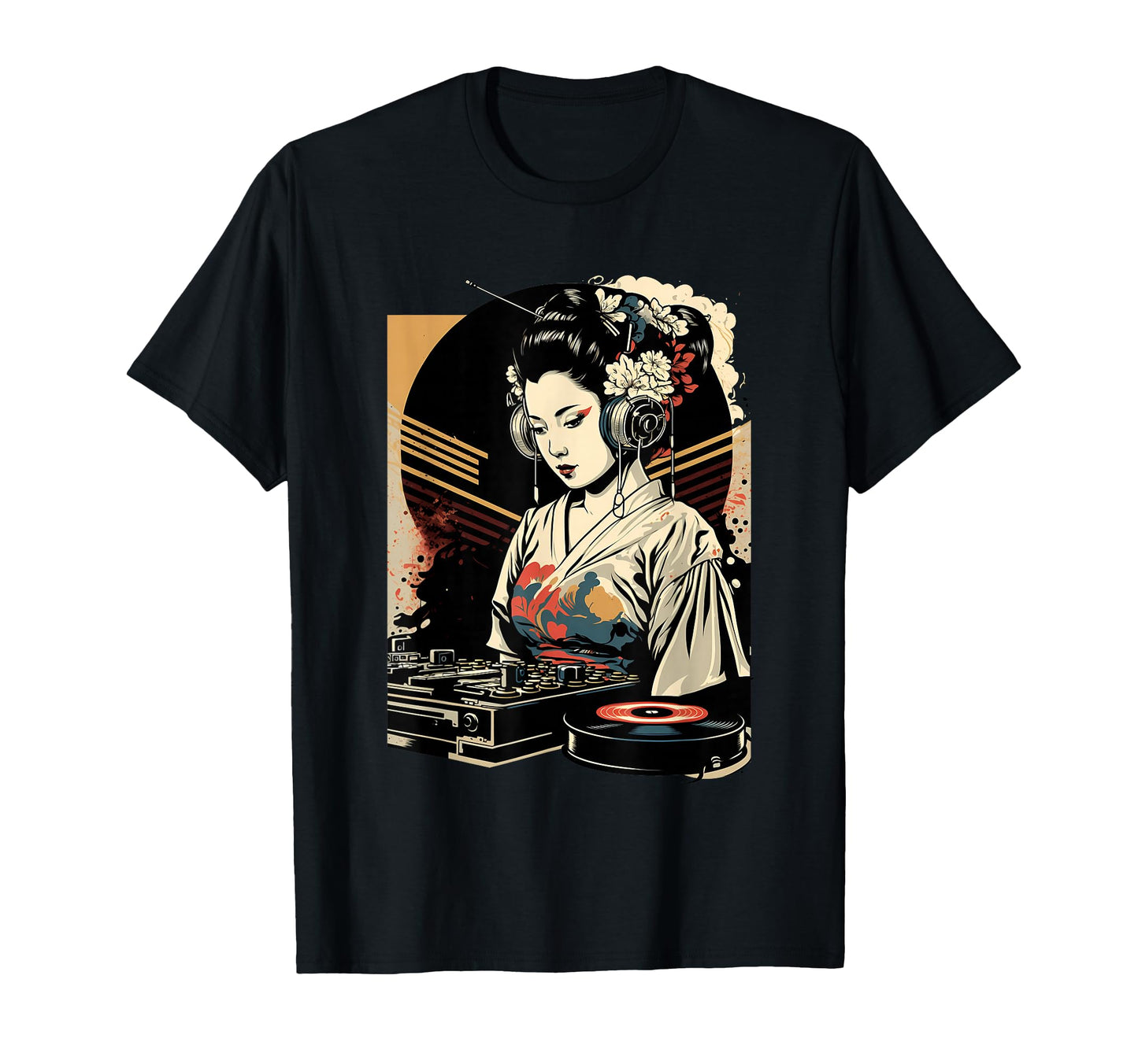 Geisha Dj Edm Japanese Kimono T-Shirt - Fun Novelty Design for Adults