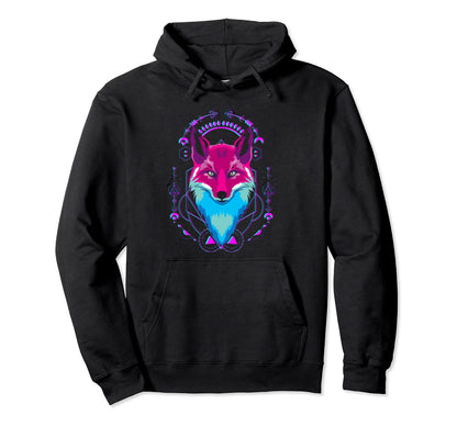 Glitch Fox Retrowave Synthwave Hoodie - Minimalist Print Men Women