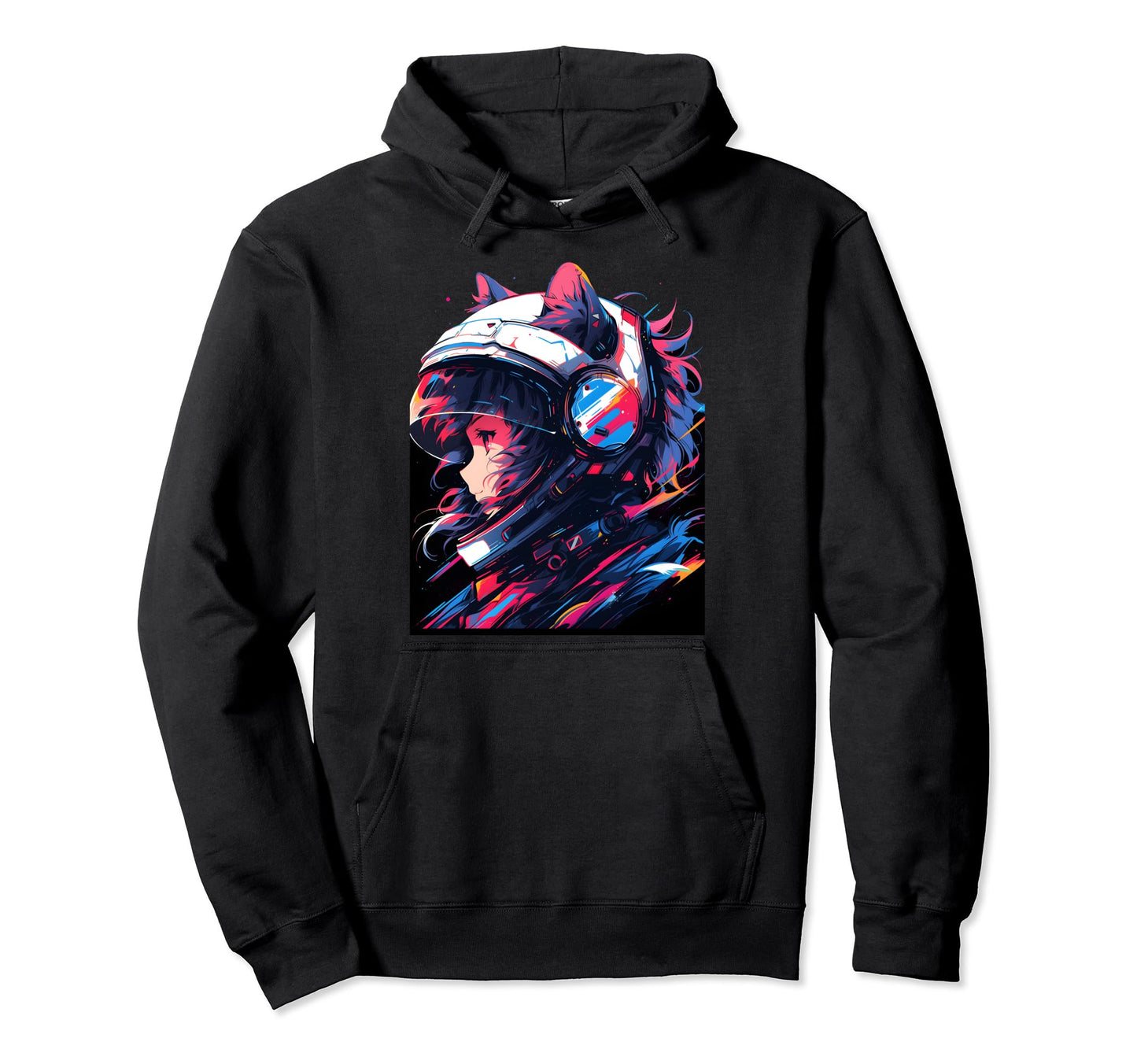 80S 90S Aesthetic Vaporwave Space Cat Hoodie - Fun Novelty Design Unisex