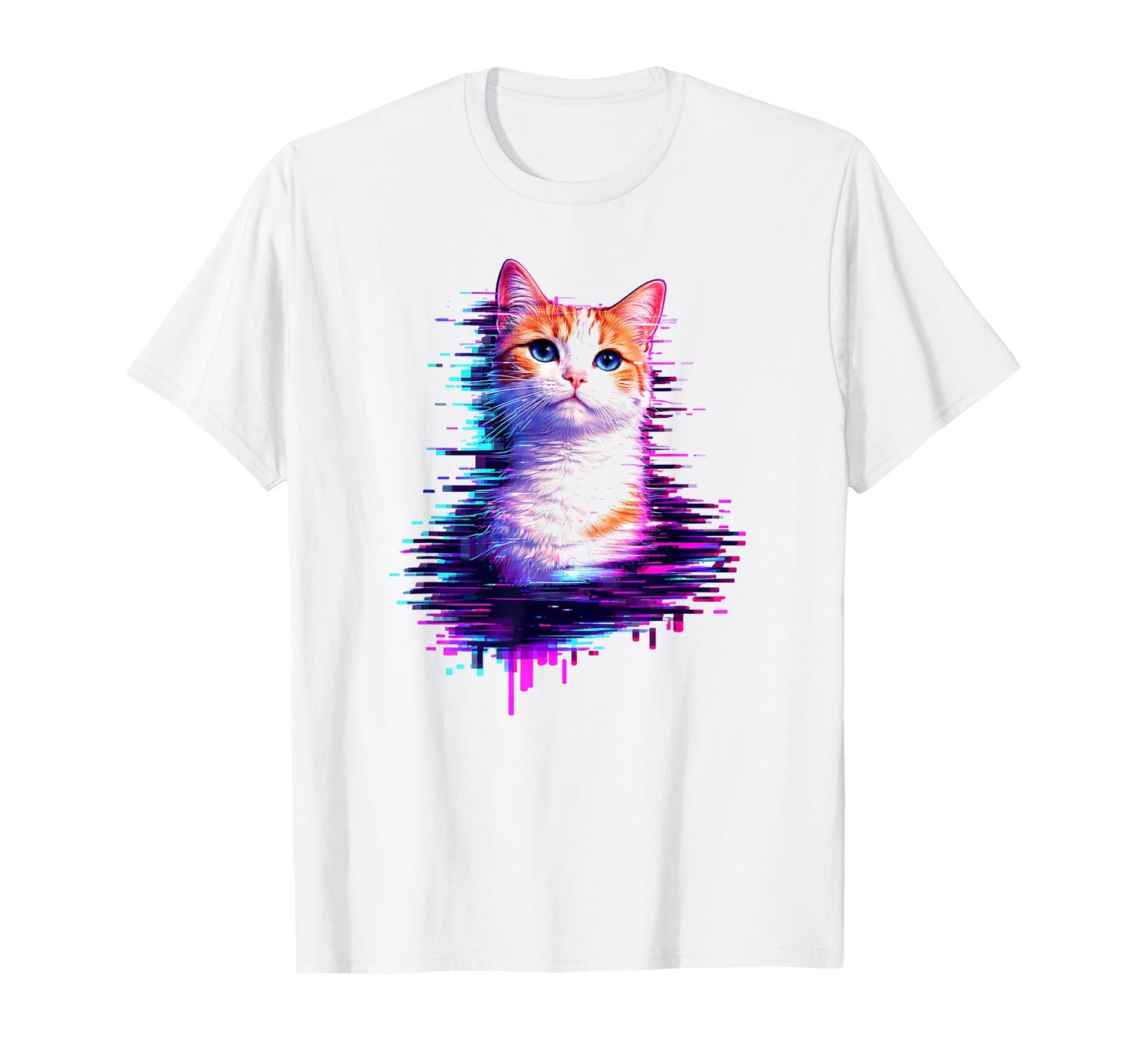 Vaporwave Glitch Cat Aesthetic T-Shirt - Graphic Print Men Women