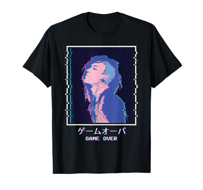 Game Over Anime Punk Emo Sad T-Shirt - Casual Everyday Wear Men Women