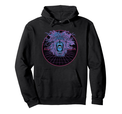 Lion Animal Vaporwave Aesthetic Hoodie - Minimalist Print for Adults
