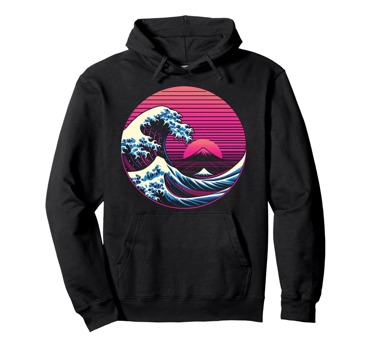Great Wave Off Kanagawa Vaporwave Hoodie - Graphic Print for Adults