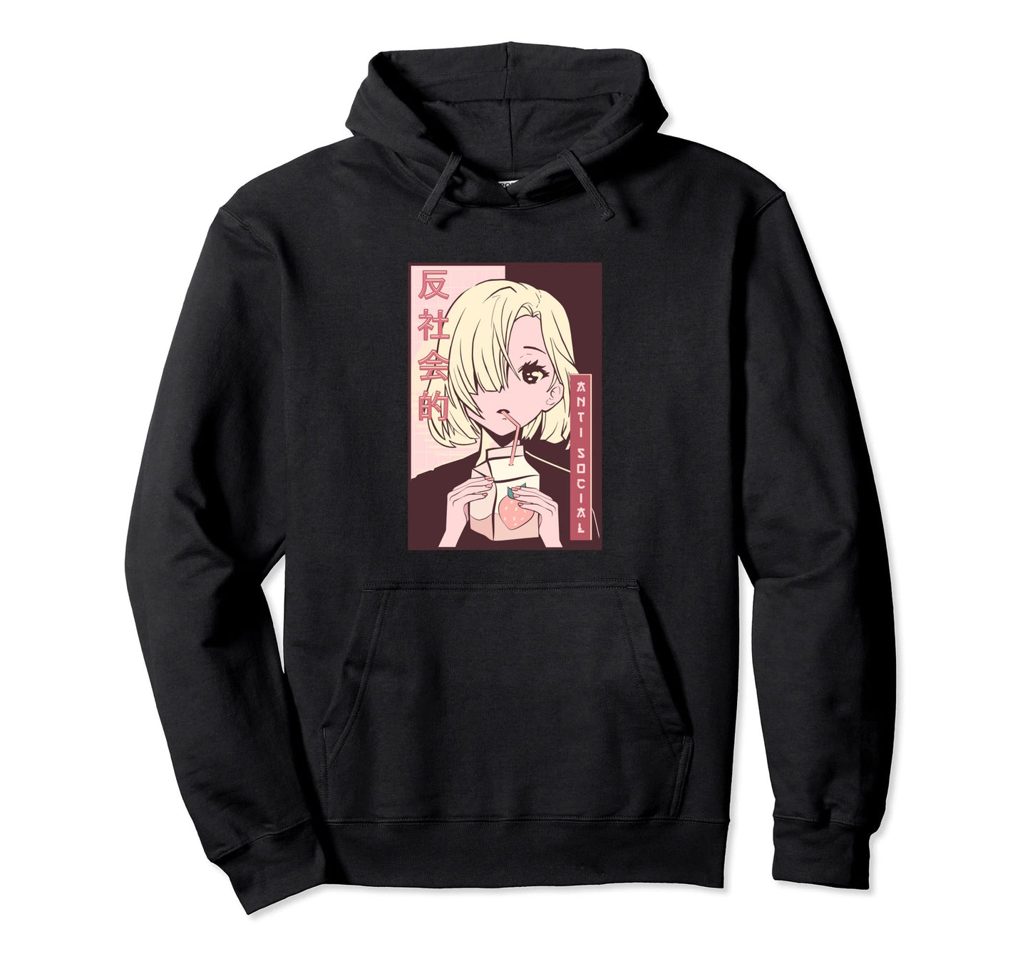 Antisocial Anime Strawberry Milk Hoodie - Aesthetic Graphic Men Women