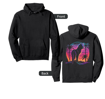 Cat Vaporwave Retrowave Aesthetic Hoodie - Novelty Apparel for Adults