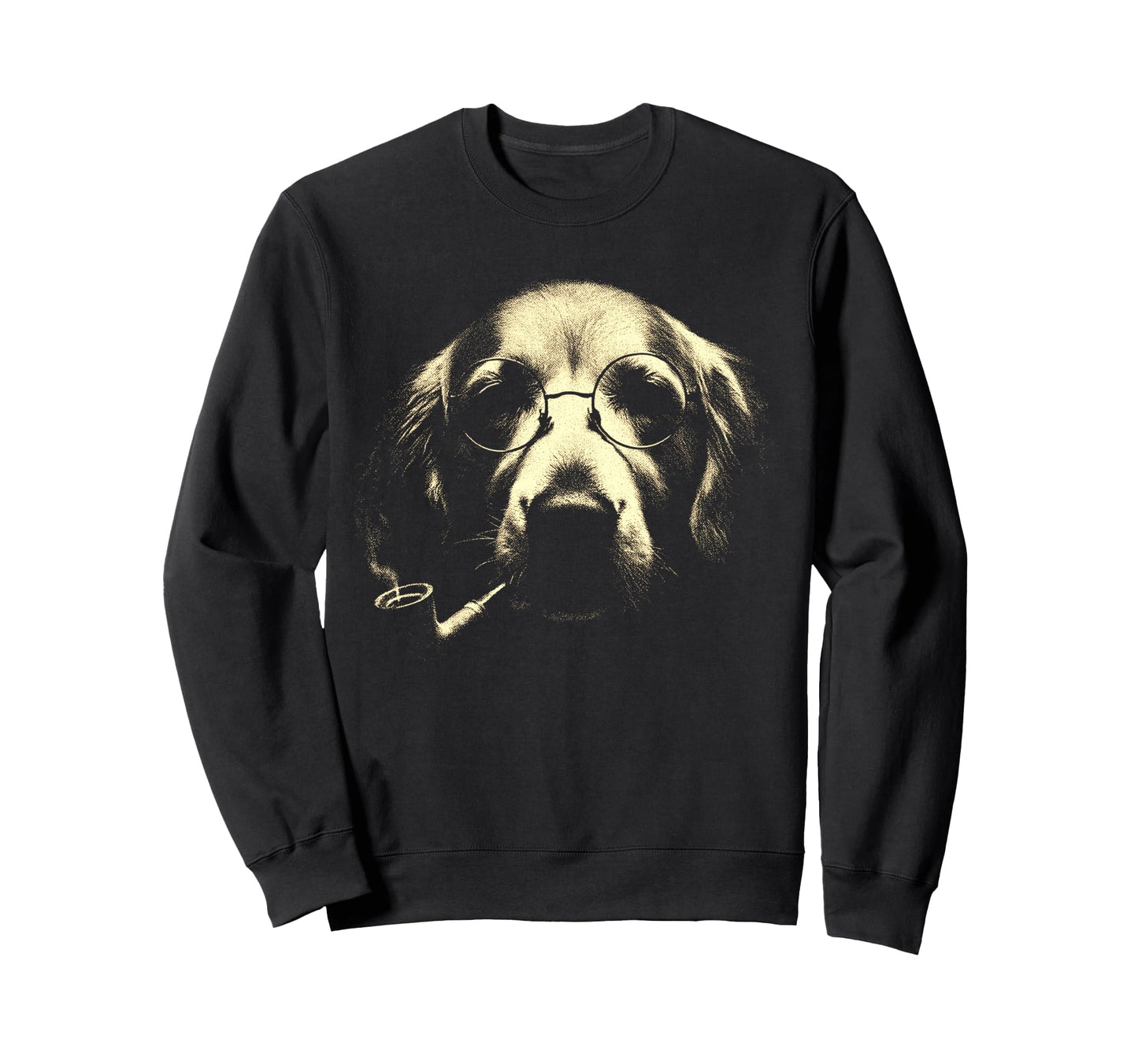 Golden Retriever Glasses Smoking Sweatshirt - Minimalist Print Men Women