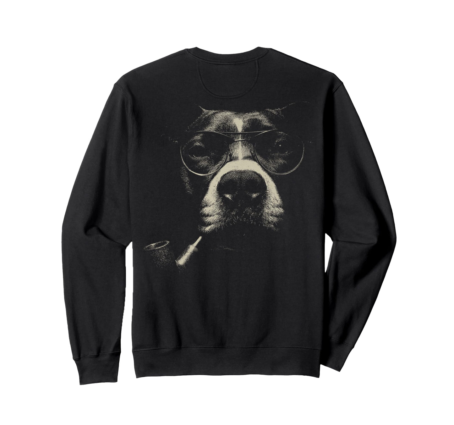 Pitbull Smoking Pipe Glasses Grunge Sweatshirt - Trendy Graphic Unisex