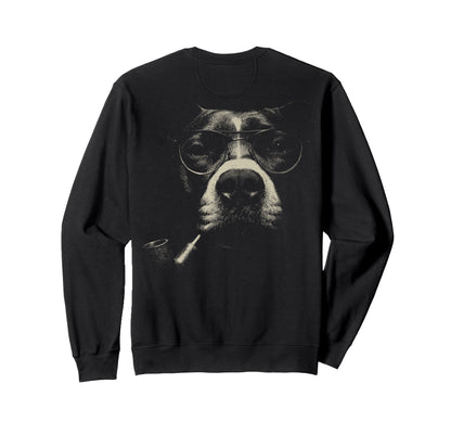 Pitbull Smoking Pipe Glasses Grunge Sweatshirt - Trendy Graphic Unisex
