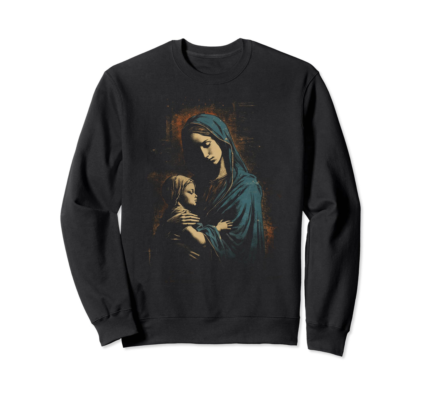 Mary Jesus Distressed 90S Goth Grunge Sweatshirt - Streetwear Style Unisex