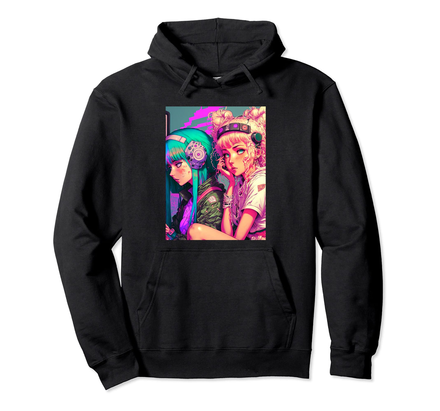Best Friends Japanese Vaporwave Aesthetic Hoodie - Graphic Print Men Women