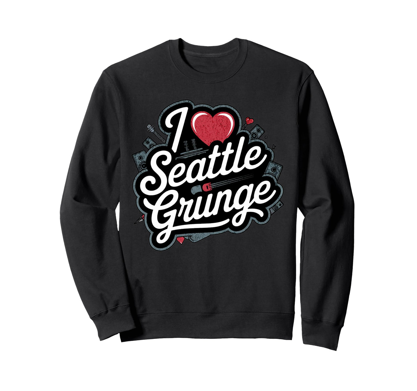 I Love Seattle Grunge Music 90S Sweatshirt - Aesthetic Graphic Unisex