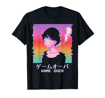 Game Over Sad Anime Waifu Japanese T-Shirt - Unique Graphic Unisex