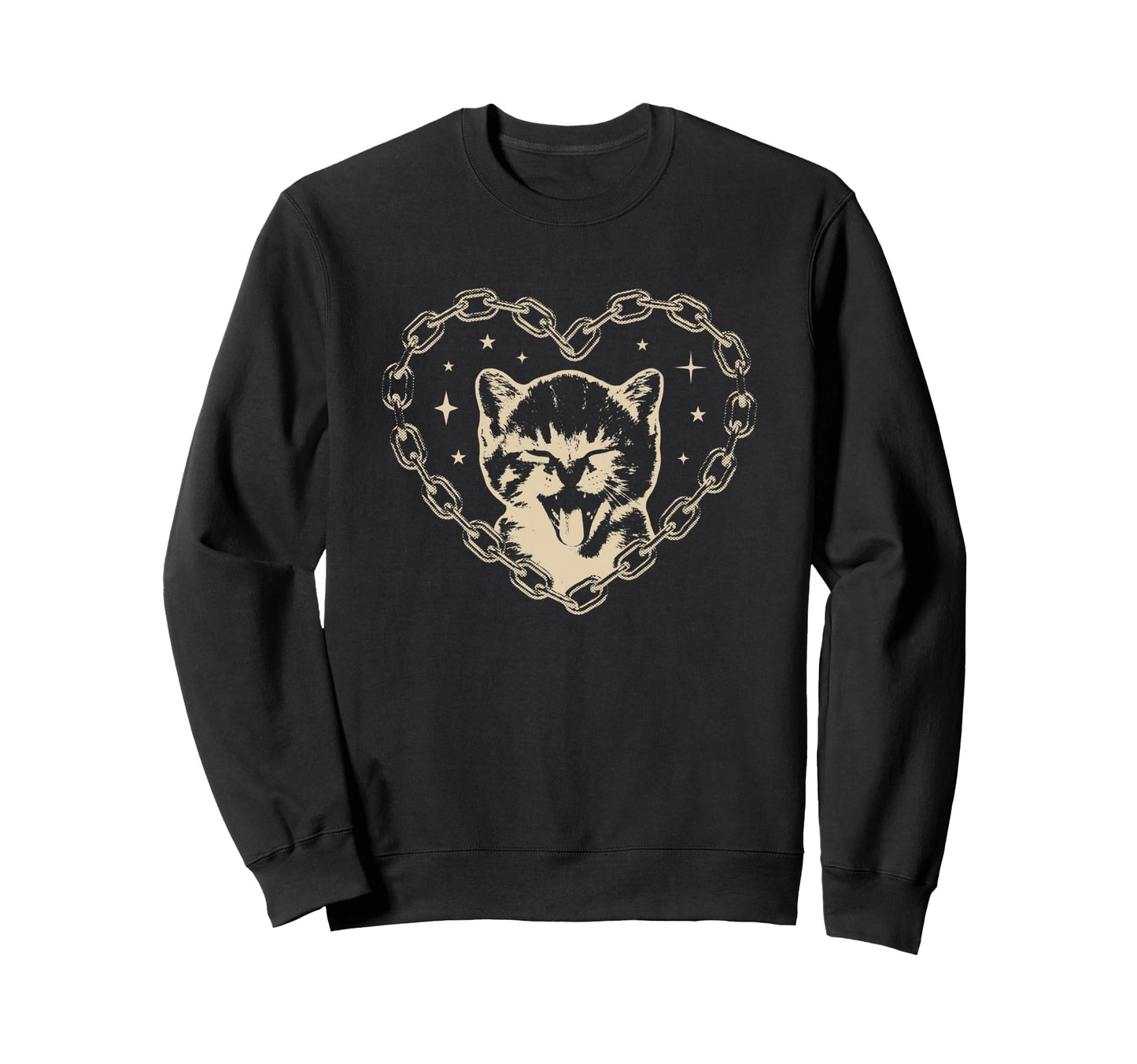 Y2K Cat Heart Emo Goth 90S 2000S Sweatshirt - Graphic Print Unisex