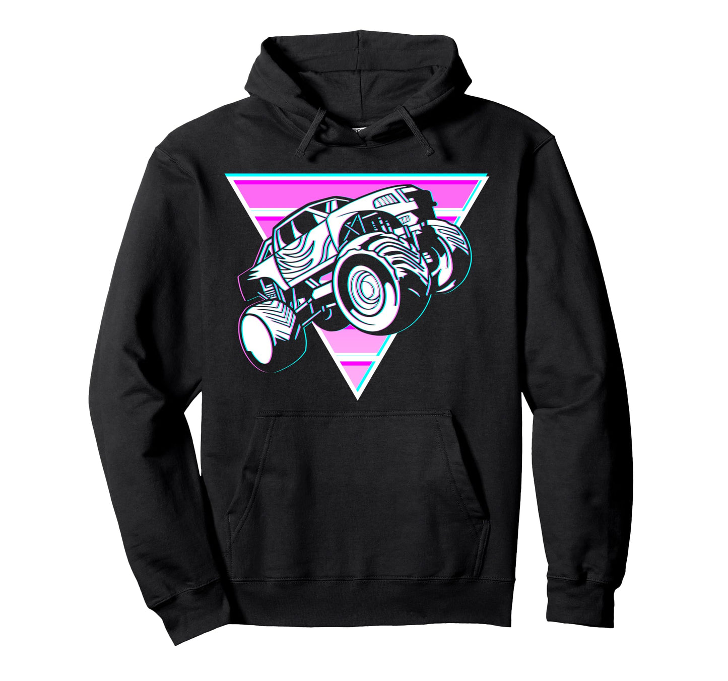 Vaporwave Aesthetic Monster Truck Hoodie - Custom Art Print for Adults