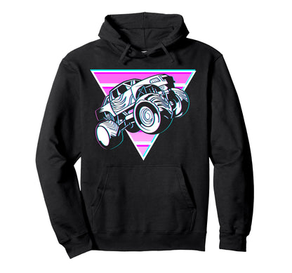 Vaporwave Aesthetic Monster Truck Hoodie - Custom Art Print for Adults