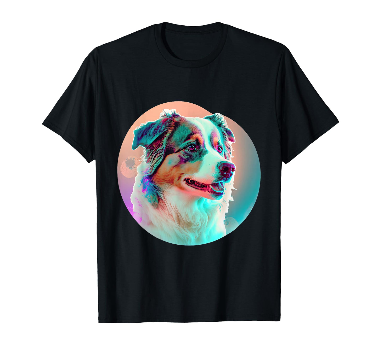 Australian Shepherd Vaporwave T-Shirt - Casual Everyday Wear Unisex