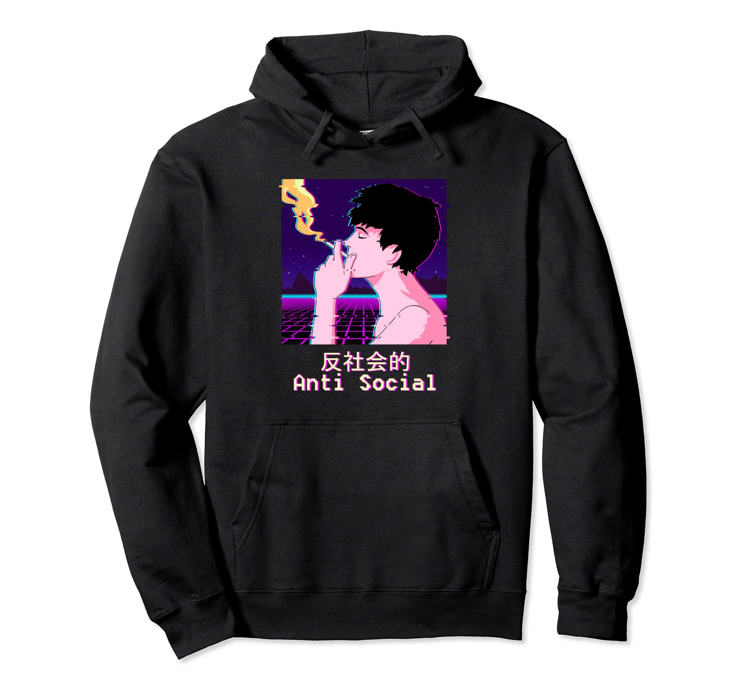 Sad Smoking Anti Social Vaporwave Hoodie - Aesthetic Graphic Unisex